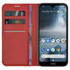 Leather Wallet Case & Card Holder Pouch for Nokia 4.2 - Red